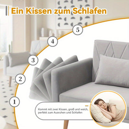 Slaapbank – Sofa Bed – Bedbank – 2-Zits Bank – Logeerbed – Velvet Bekleding – Ruimtebesparend Design – Zonder Elektriciteit