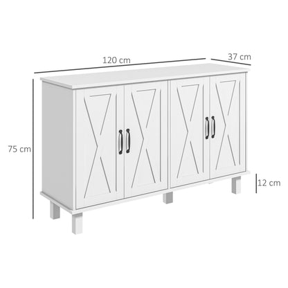 Buffetkast – Opbergkast – Dressoir – Wandkast – Keukenkast – Wit – 120x37x75 cm – Verstelbare Planken