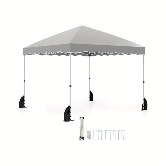 Partytent – Pop-Up Tent – Tuintent – Feesttent – Paviljoen – Waterdicht Oxford Doek – Metaal Frame – 3 Hoogte Instellingen – Inclusief DraagsTas met Wieltjes – Grijs