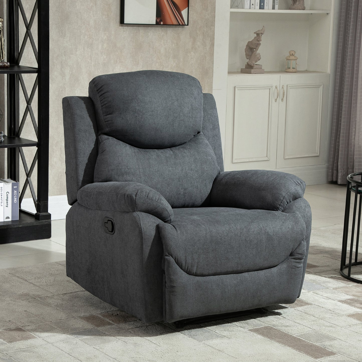 Relaxfauteuil – Relaxstoel – Kantelbare Stoel – Zitfauteuil – Donkergrijs Linnen Look – Kantelfunctie tot 150° – Compact Formaat