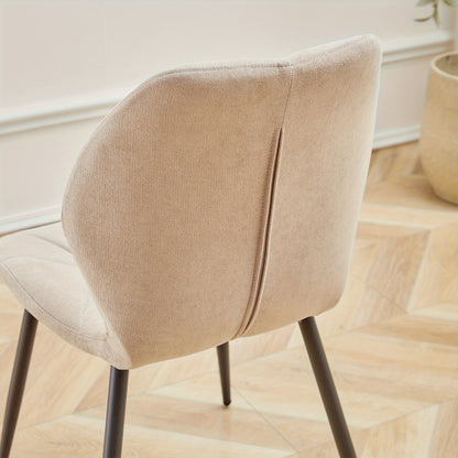 Eetkamerstoelen – Stoelen – Diningsstoelen – Keukenstoelen – Zithoekstoelen – Set van 4 Mid-Century Modern – Ergonomisch Zonder Armleuning – Linnen Bekleding Met Metalen Poten