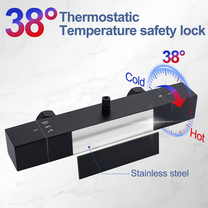 Thermostaatkraan – Thermostatische Douchekraan – Douchekraan – Badkraan – Mengkraan – Roestvrij Staal – Wandmontage – Temperatuurregeling