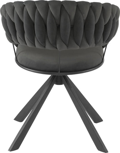 Draaibare Eetkamerstoelen - Moderne Fluwelen - Gestoffeerde Stoelen met Armleuning - Gewatteerd Comfort - Stoelen voor Keuken - Woonkamer of Slaapkamer - Set van 2 - Donkergrijs