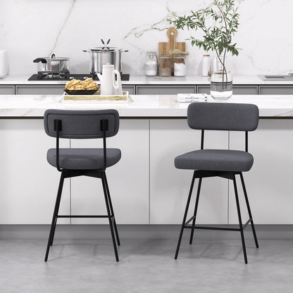 Barkrukken – Barkruk – Barstoel – Counterstoel – Keukenkruk – Set Van 2 – 360º Draaibaar – Comfortabele Gewatteerde Zitting