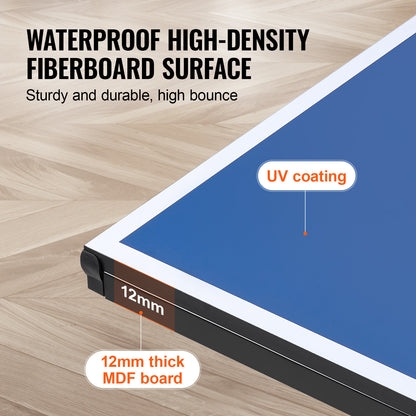 Pingpongtafel – Tafeltennistafel – Opvouwbare Tafel – Indoor Tafeltennis – Speeltafel – 12mm MDF Met UV-Coating – Verstelbare Poten Met Wieltjes