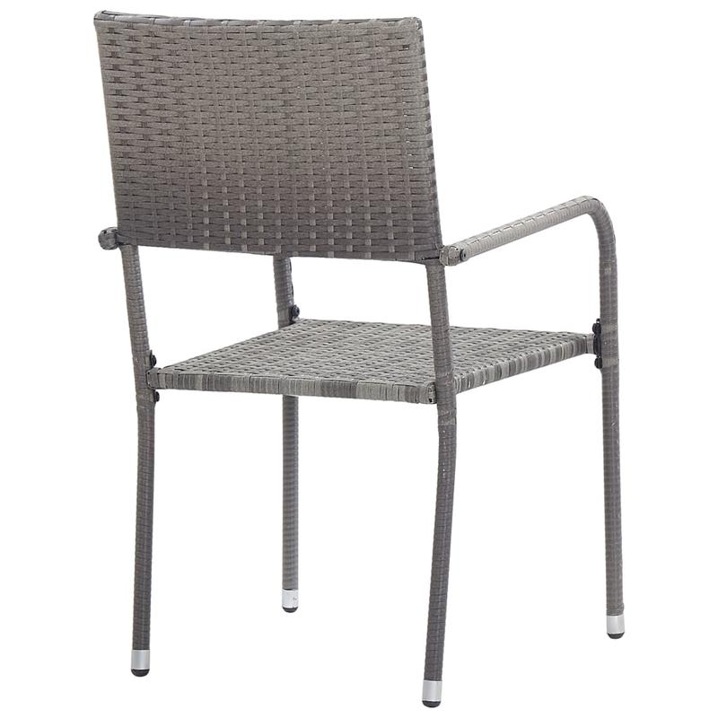 Garden-dining chairs 2pcs stackable gray poly rattan, Space-Saving Outdoor Seating, Outdoor Entertaining Chairs, Stackable Garden Chairs, Modern Rattan Design, Contemporary Garden Style, Low-Maintenance Material, Small Space