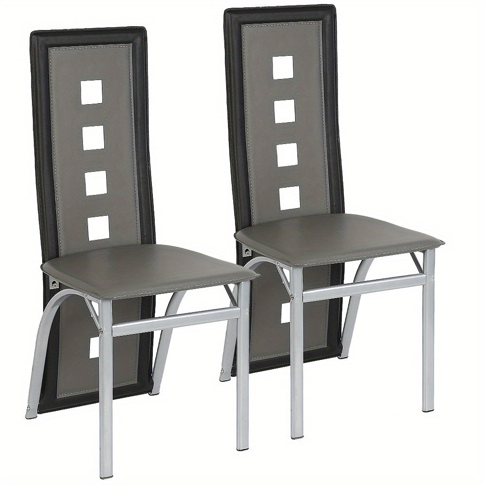 Eetkamerstoelen – Stoelen – Dining Stoelen – Keukenstoelen – Zwarte Grijs – Ergonomisch Design – Gevuld Zitkussen – Hoogwaardige Set 2 Stuks – 42,5 x 42 x 101,5 cm