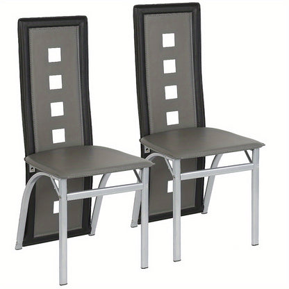 Eetkamerstoelen – Stoelen – Dining Stoelen – Keukenstoelen – Zwarte Grijs – Ergonomisch Design – Gevuld Zitkussen – Hoogwaardige Set 2 Stuks – 42,5 x 42 x 101,5 cm