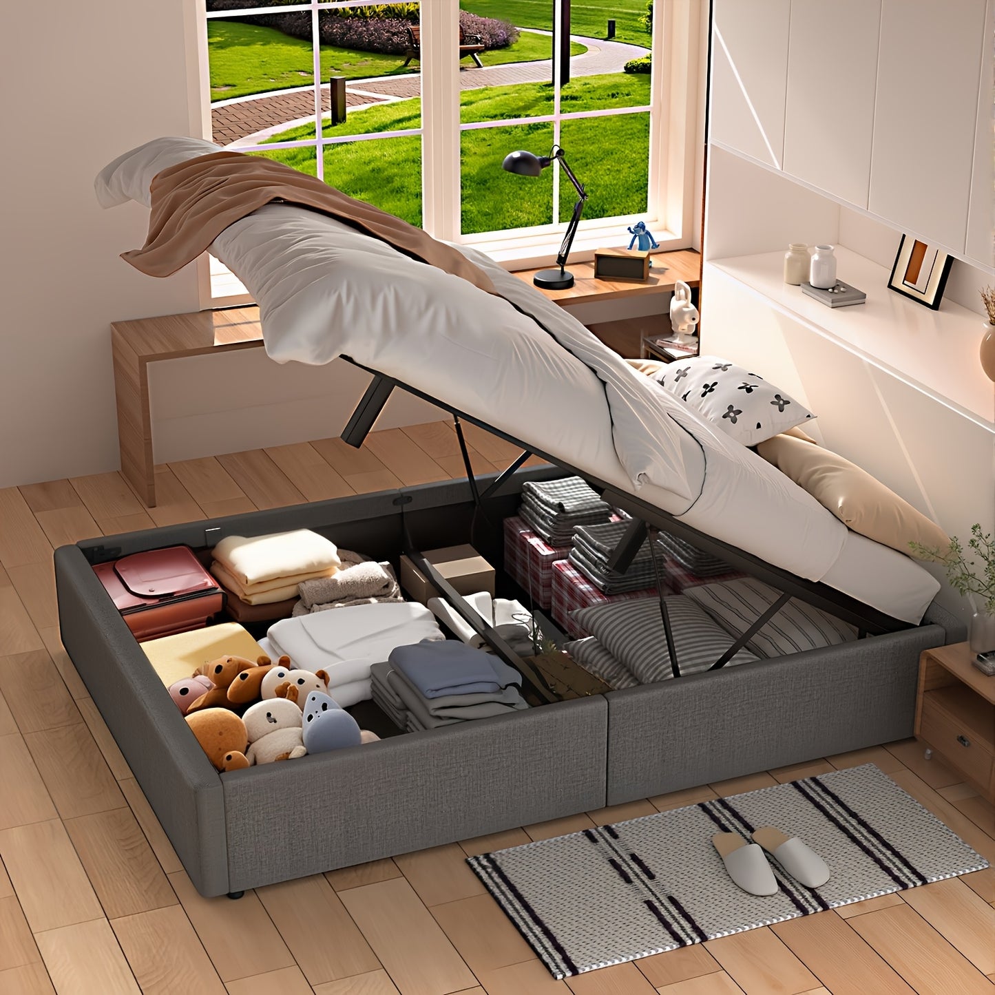 Gestoffeerd Bed – Eenpersoonsbed – Slapen – Slaapkamermeubilair – Bedframe – 140x200 cm – Hoog Draagvermogen 360 kg – Leren Bekleding & MDF