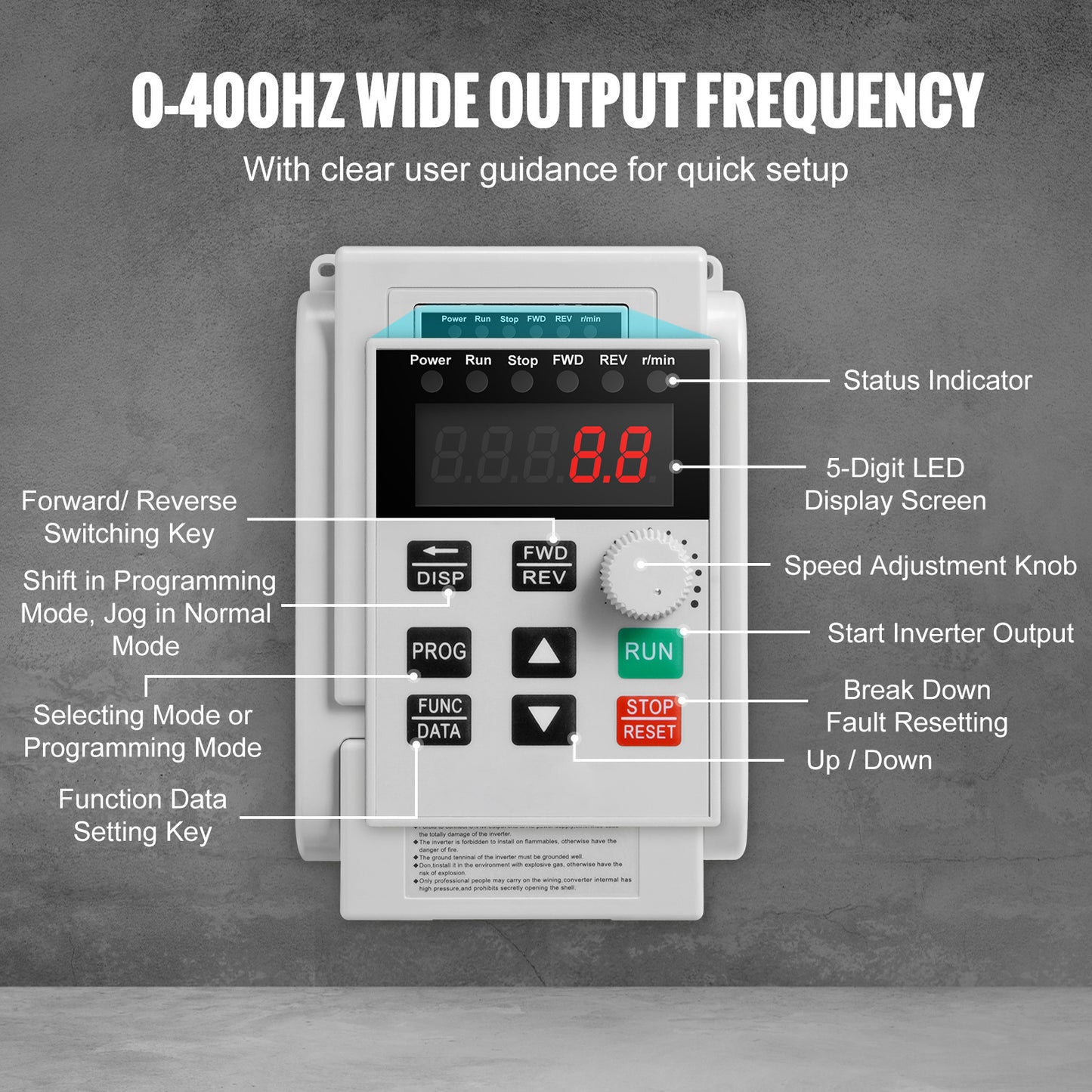 Frequentieregelaar – VFD – Variabele Snelheidsregelaar – Motorcontroller – Toerentalregelaar – 4 kW Vermogen – 0-400 Hz Frequentiebereik