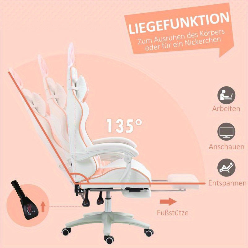 Ergonomische Gamingstoel – Bureaustoel – Gamestoel – Zwart Kunstleer – Draaistoel – Verstelbare Armleuningen – Lendensteun – Handmatige Rugleuning