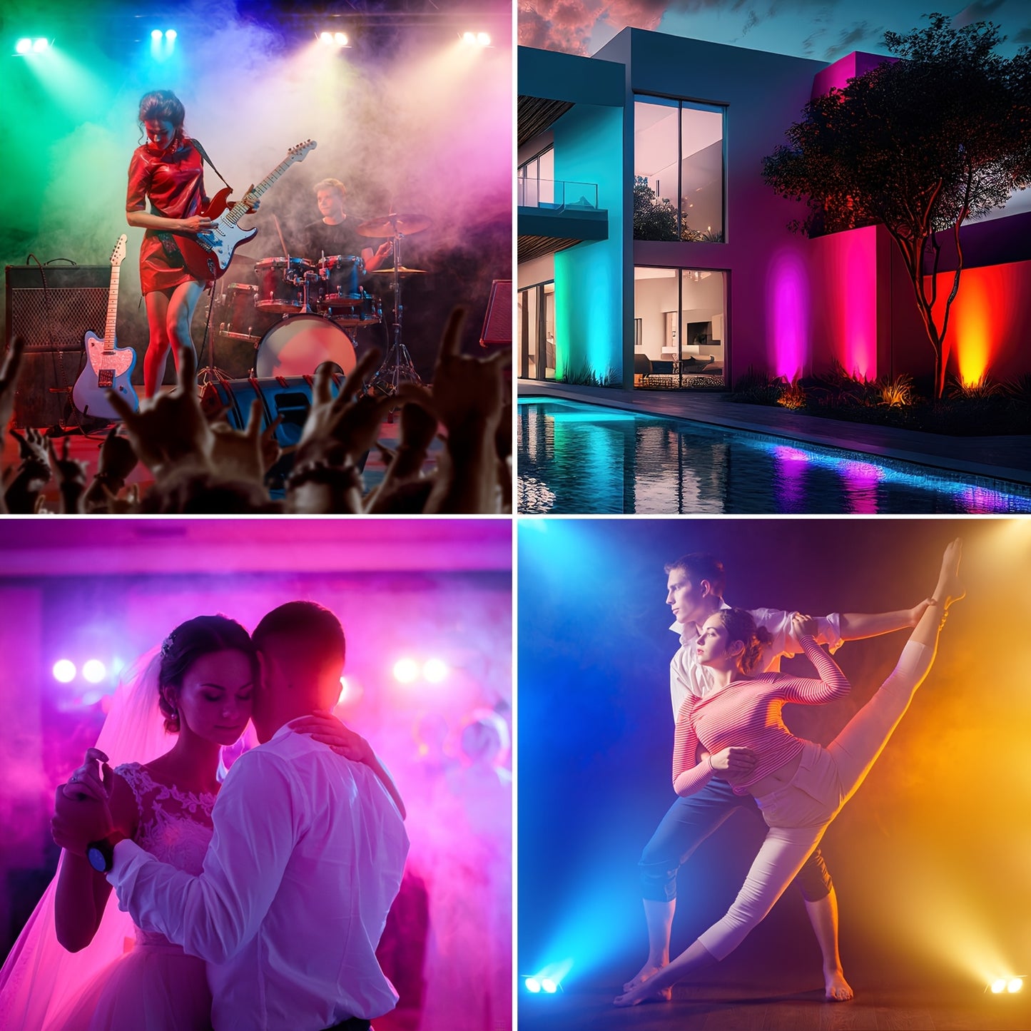 4 Stuks Mini RGBW COB LED Par Lights – LED Spotlights – Party Verlichting – DJ Verlichting – Feestverlichting – 150W Krachtige Lichtbron – DMX & Geluidsgestuurde Effecten