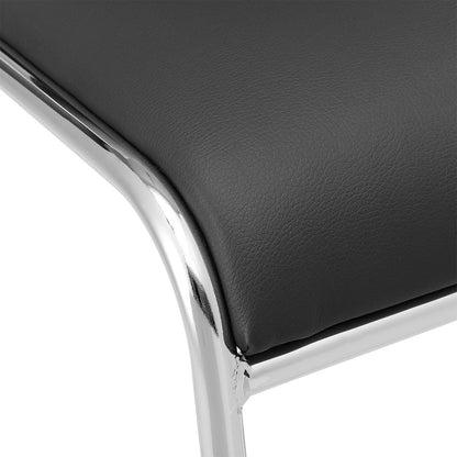 Vergaderstoel – Conferentiestoel – Bureaustoel – Stapelbare Stoel – Kantoormeubilair – Set Van 4 – Ergonomisch Comfort – Metalen Verchroomd Frame