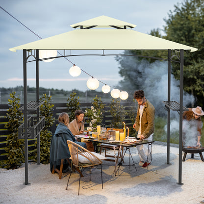 BBQ Overkapping – BBQ Paviljoen – Terrasoverkapping – Barbecue Tent – Tuinpaviljoen – Ruim Ontwerp – UV-bestendig Polyester – Stevig Metalen Frame – Zijplanken & Onderkast