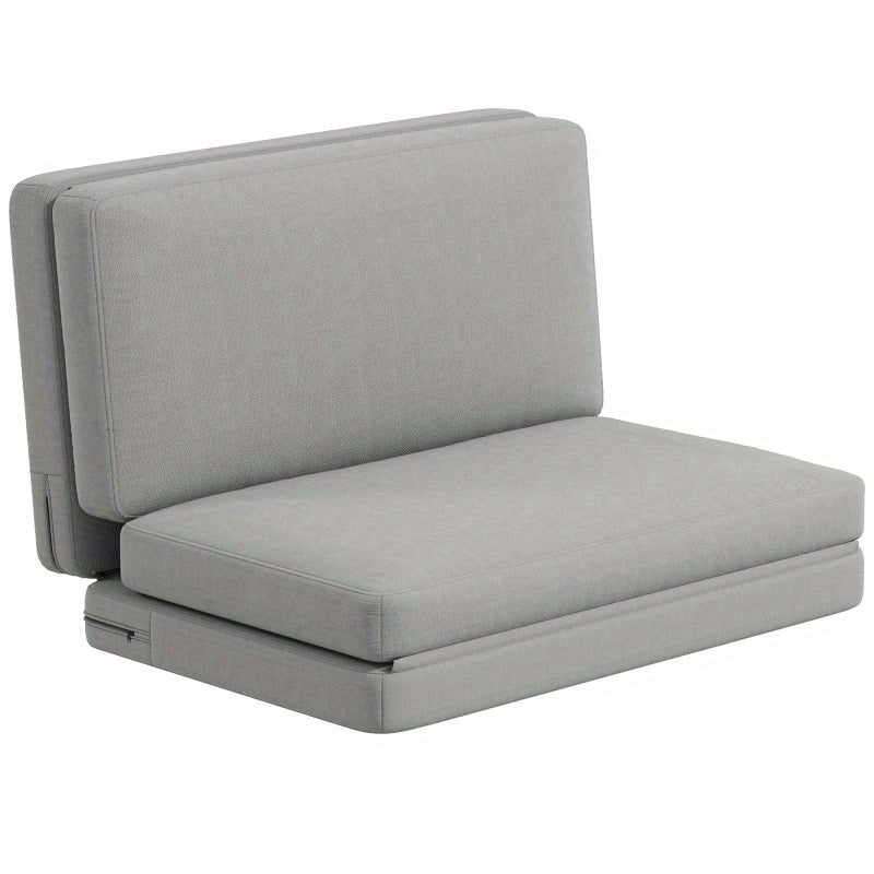 Vloersofa – Slaapbank – Loungestoel – Relaxstoel – Floorbed – 3-in-1 Opvouwbaar – Lichtgrijze Velvet Bekleding – Draagkracht Tot 240 Kg