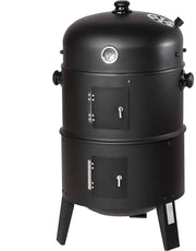 Houtskool BBQ - Buitenkeuken - Houtskool BBQ Smoker - Heavy Duty Ronde Rookgrill - Barbecue Smoker Vat - voor Buiten Koken - Thermometer - Zwart