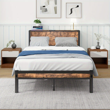 Metalen Bed Frame – Opbergbed – Bedframe – Slaapkamermeubel – Tweepersoonsbed – 120x200 cm – Stabiele Stalen Constructie – Stil Zonder Boxspring