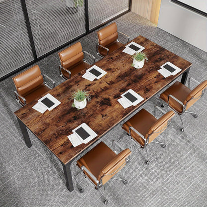 Vergadertafel – Bureautafel – Kantoortafel – Seminarietafel – Werktafel – Rustiek Bruin – 200x70 cm Groot Tafelblad – Stevige Metalen Poot