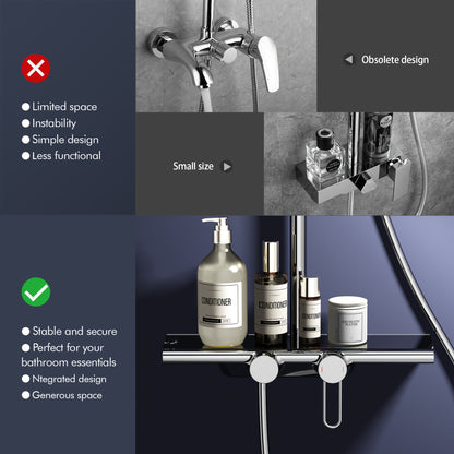 Doucheset – Douchegarnituur – Regendouche – Douchekop – Handdouche – Watervaluitlaat – 400mm Opbergbak – Chrome Afwerking