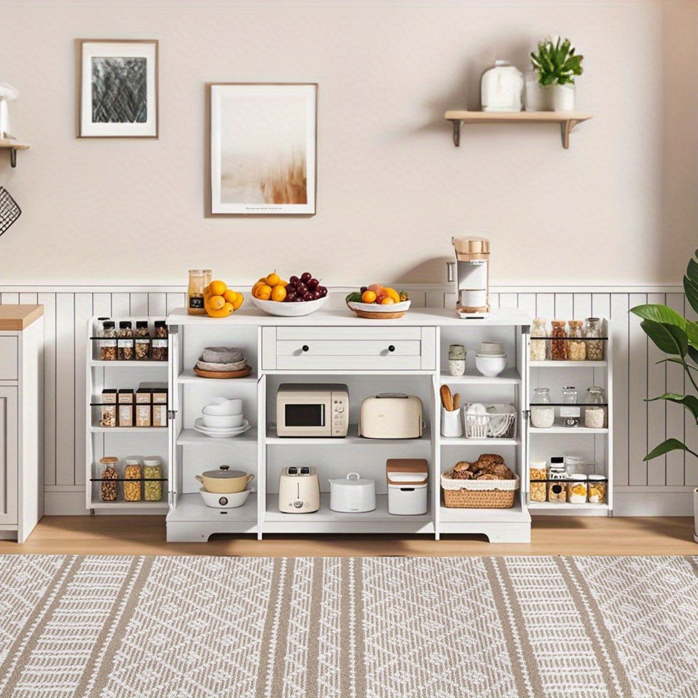 Sideboards, sideboards, multifunctional kitchen buffets - 138cm sideboard with drawers, shelf doors and adjustable shelves - Contemporary design with anti-tilt protection, ideal for kitchen, living room and bedroom