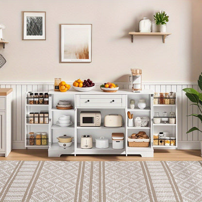 Sideboards, sideboards, multifunctional kitchen buffets - 138cm sideboard with drawers, shelf doors and adjustable shelves - Contemporary design with anti-tilt protection, ideal for kitchen, living room and bedroom