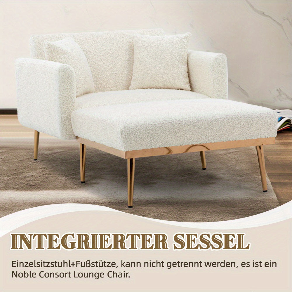 Fauteuil – Verstelbare Fauteuil – Relaxfauteuil – Inklapbare Stoel – Slaapstoel – Wit Teddy Bekleding – Draagkracht 220 kg – 3-standen Rugleuning