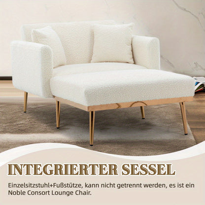 Fauteuil – Verstelbare Fauteuil – Relaxfauteuil – Inklapbare Stoel – Slaapstoel – Wit Teddy Bekleding – Draagkracht 220 kg – 3-standen Rugleuning