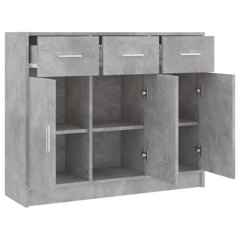 Dressoir – Buffetkast – Opbergkast – Kast – Ladekast – Betonlook Grijs – 3 Deuren Met Slot – 91x28x75 cm Vloermontage