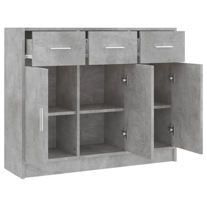 Dressoir – Buffetkast – Opbergkast – Kast – Ladekast – Betonlook Grijs – 3 Deuren Met Slot – 91x28x75 cm Vloermontage
