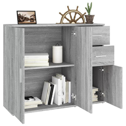 Dressoir – Opbergkast – Ladekast – Buffetkast – Wandkast – Bewerkte Houtlook – 91x29,5x75 cm – Grijs Sonoma Eiken