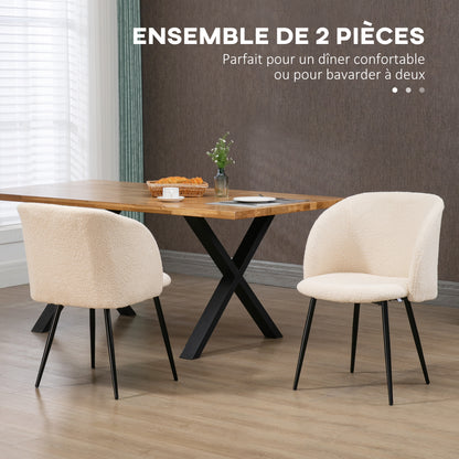 Eetkamerstoel – Stoel – Keukenstoel – Dining Chair – Zitmeubel – Set van 2 – Beige Stof – Zwart Stalen Poten – Ergonomisch Comfort – 55x62x80 cm