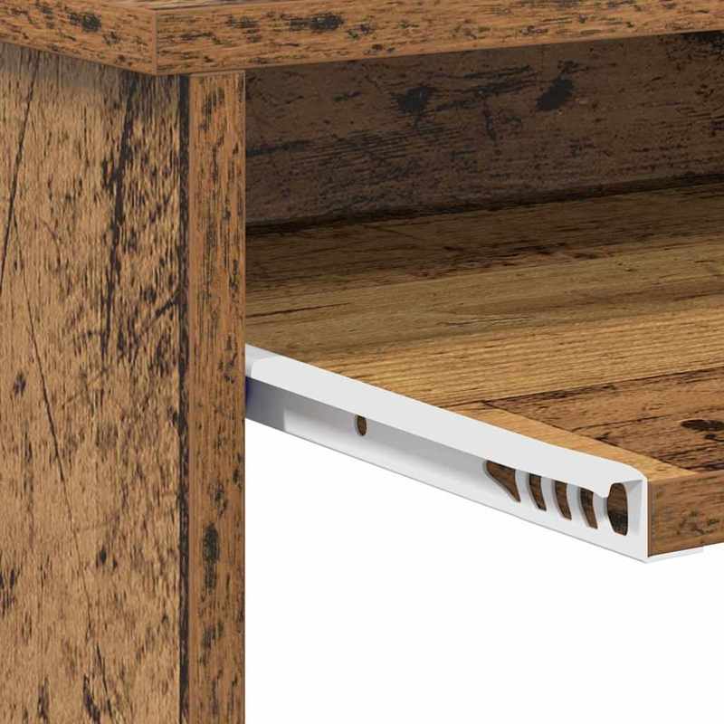 Modern Oak Wood Desk with Storage - Large Spacious Table, Treated Wood (Oak Veneer Top), Minimalist Aged Wood, Sturdy & Smooth Surface for Office, Study, or Workspace - Easy Assembly, 120.5x44x88.5cm