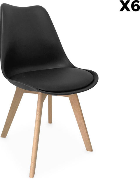 Set van 6 eetkamerstoelen, nils, 42x55x81cm Nordic - Middeleeuwse Eetkamerstoelen Pu Gewatteerde Stoel