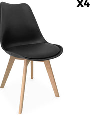 Kuipstoelen - set van 4 met houten poten - Sponskussen woonkamerstoel