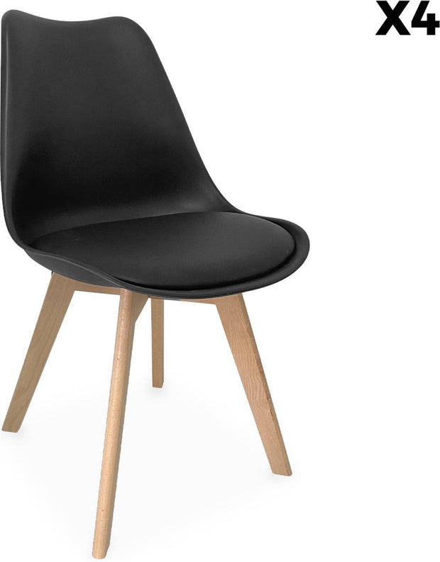 Kuipstoelen - set van 4 met houten poten - Sponskussen woonkamerstoel