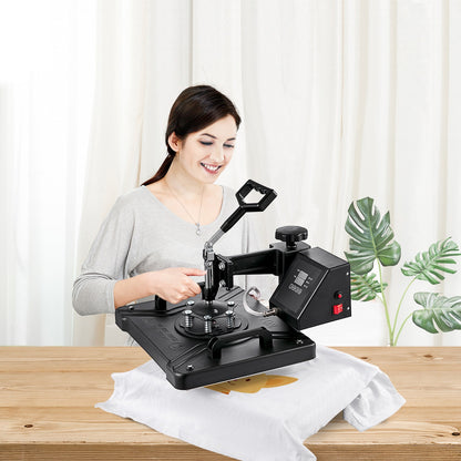 Hittepers – Transferpers – Sublimatiepers – T-shirtpers – Mokkenpers – 6-in-1 Multifunctioneel – Digitaal LCD-Scherm – 30x38 cm Hitteplaat