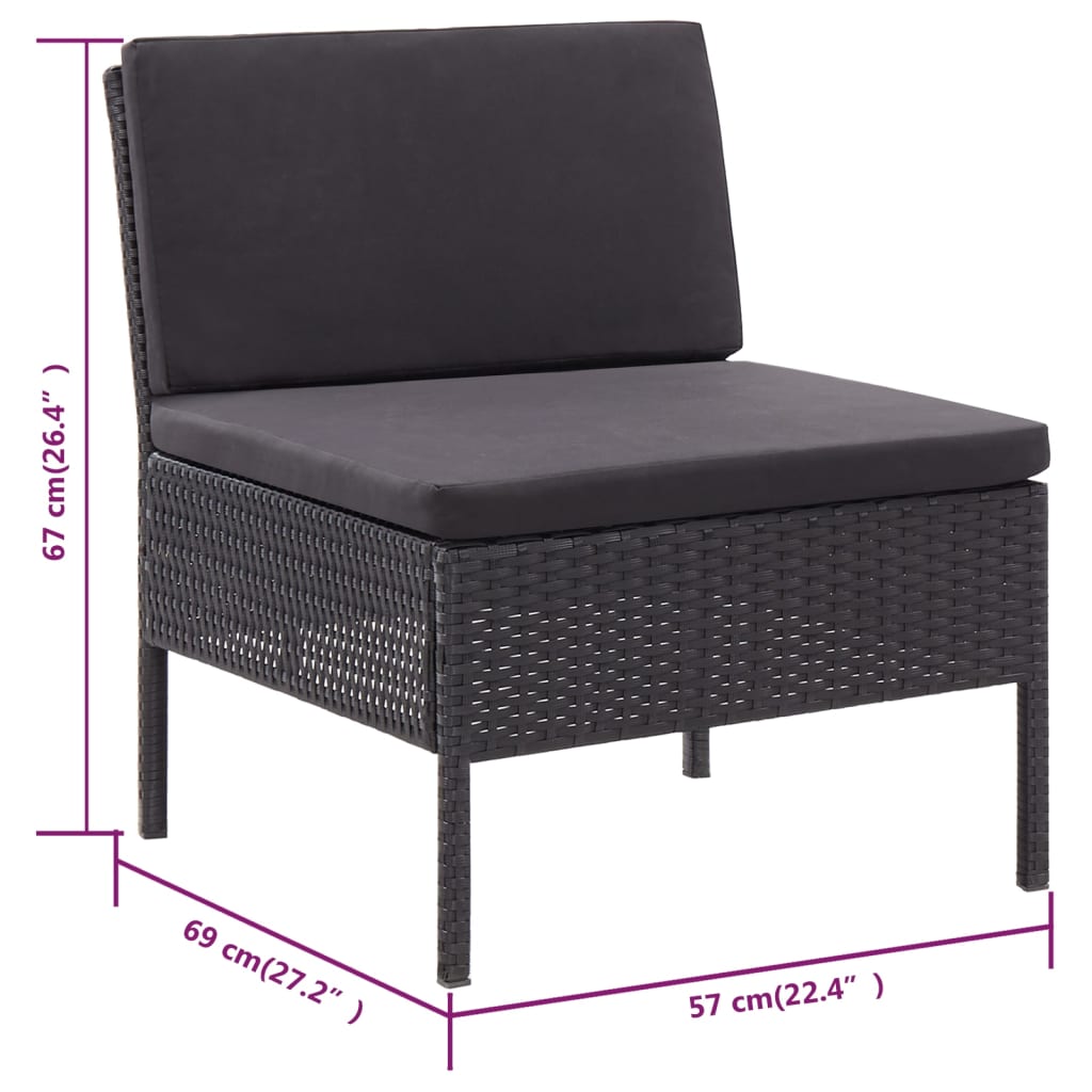 Loungeset – Tuinset – Loungemeubels – Buitenbank – Black – Weerbestendig Poly Rattan – Comfortabele Dikke Kussens