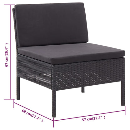 Loungeset – Tuinset – Loungemeubels – Buitenbank – Black – Weerbestendig Poly Rattan – Comfortabele Dikke Kussens
