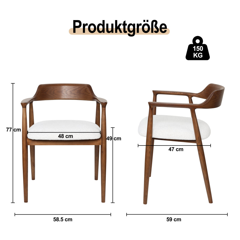 Fauteuil – Kuipstoel – Armstoel – Relaxstoel – Loungestoel – Mid-Century Design – Walnoot en Wit Essenhout – Comfortabele Foam Zitting met Textuurbekleding