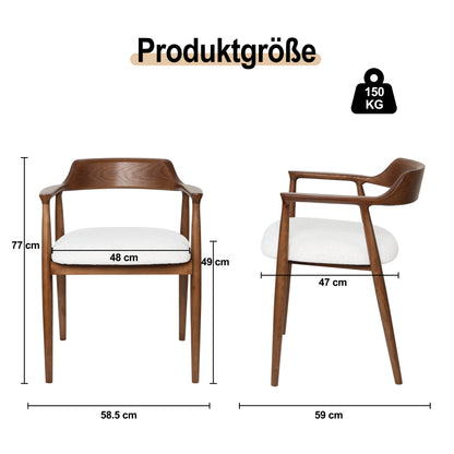 Fauteuil – Kuipstoel – Armstoel – Relaxstoel – Loungestoel – Mid-Century Design – Walnoot en Wit Essenhout – Comfortabele Foam Zitting met Textuurbekleding