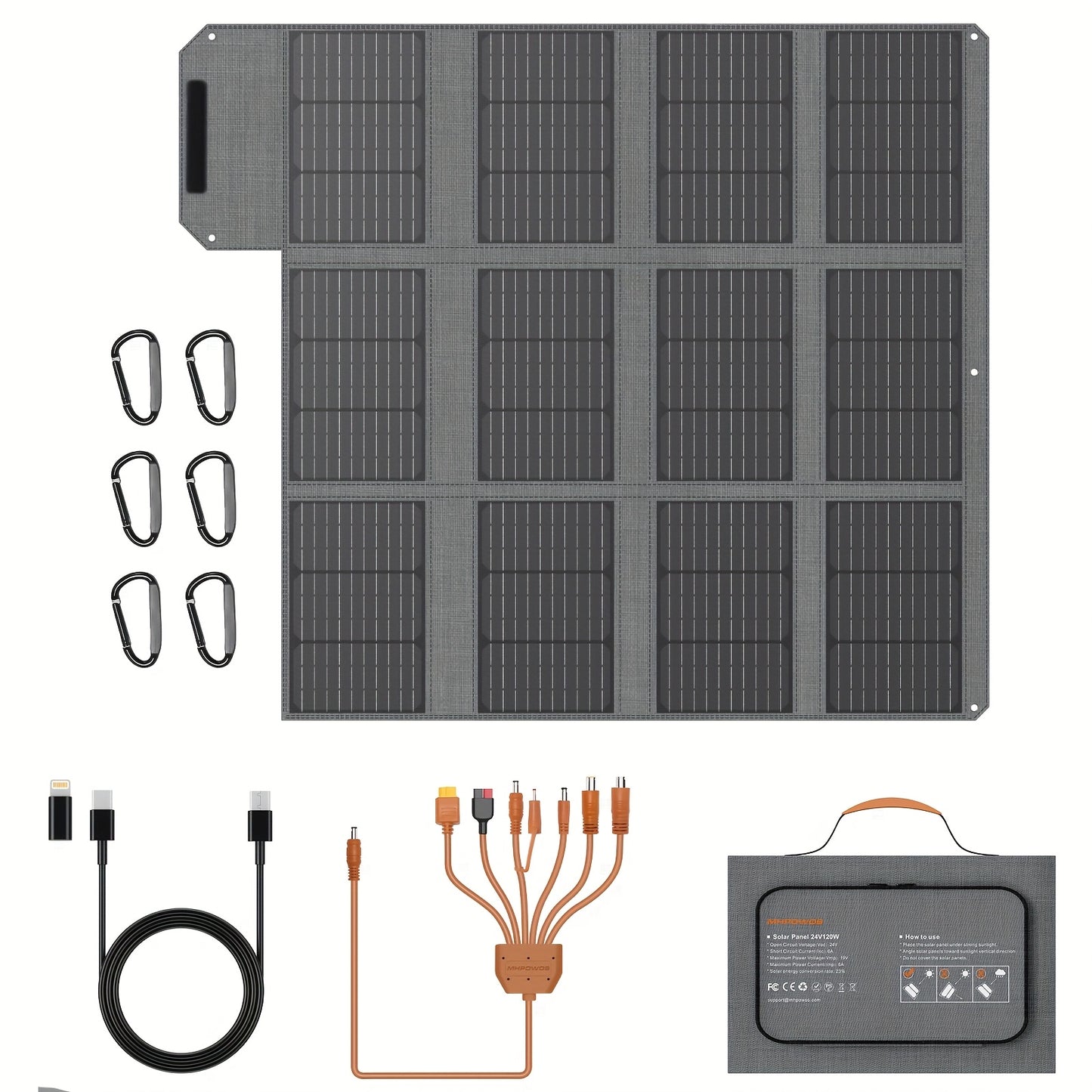 Zonnepaneel – Solar Panel – Zonnepanelen – Opvouwbaar Zonnepaneel – Draagbaar Zonnepaneel – 120W Hoog Rendement – USB DC AC Aansluitingen