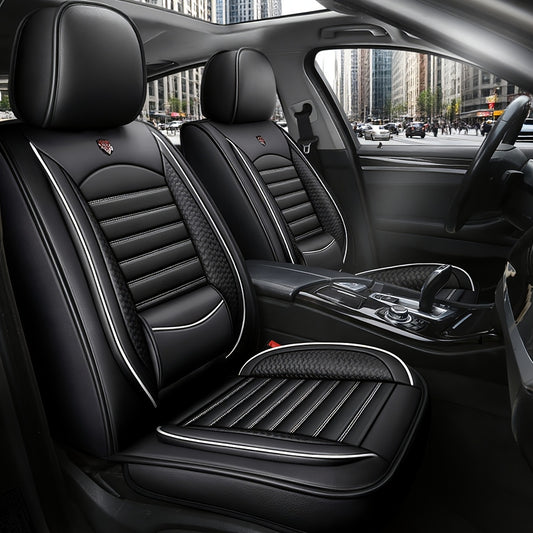 Full Set PU Leather Car Seat Covers Compatible for all - Adjustable Headrest & Backrest, Soft Cushioning Foam Padding, Easy Install, All-Season (Driver/Passenger/Rear/ Seats)