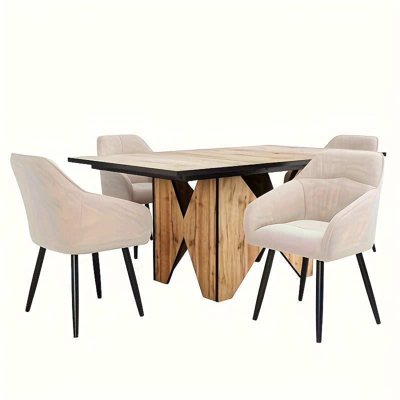 Eetkamerstoelen – Stoelen – Zitstoelen – Eetkamerstoelen Set – Dining Chairs – Beige – Dik Gevoerde Zitting – Metalen Poten Galvaniseerd Zilver
