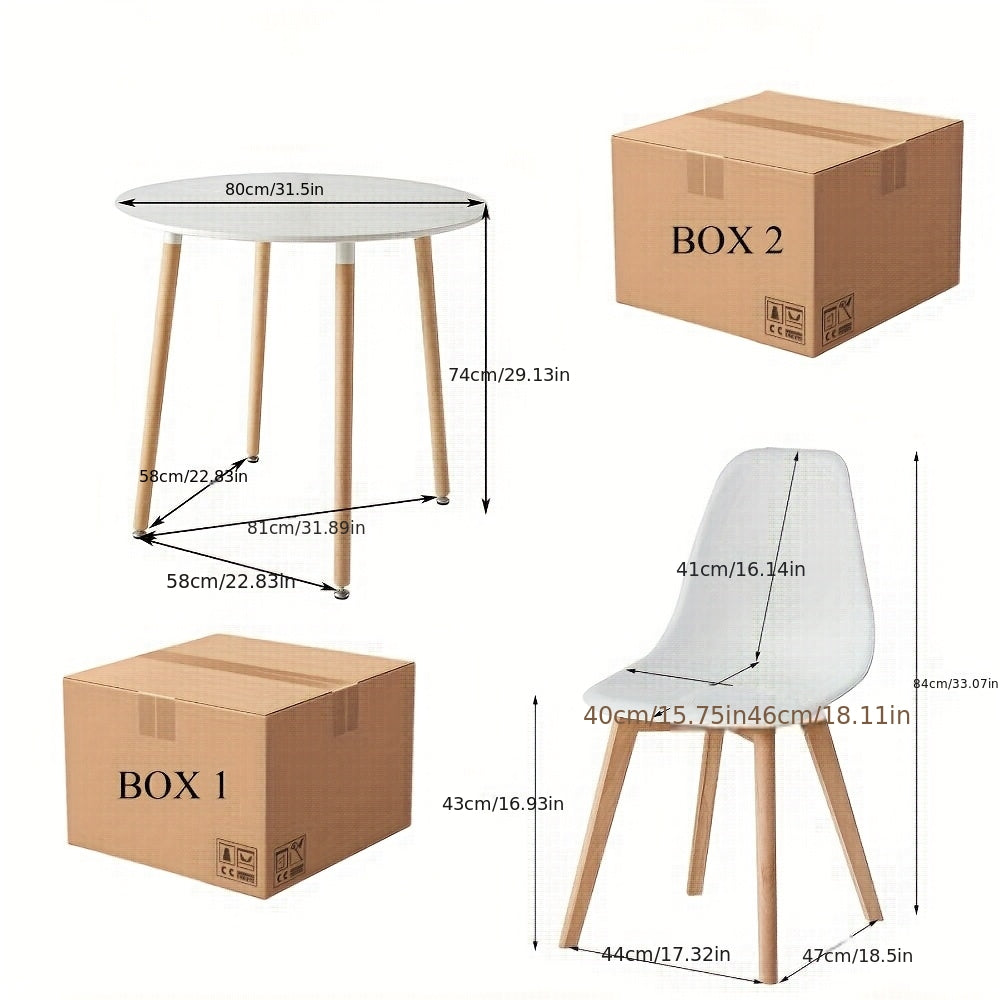Eetkamer Set – Tafel Met Stoelen – Eettafel Set – Eetkamerset Compact – Scandinavisch Design – MDF & Beukenhout Tafelblad – Vier Kleuren Stoelen Khaki