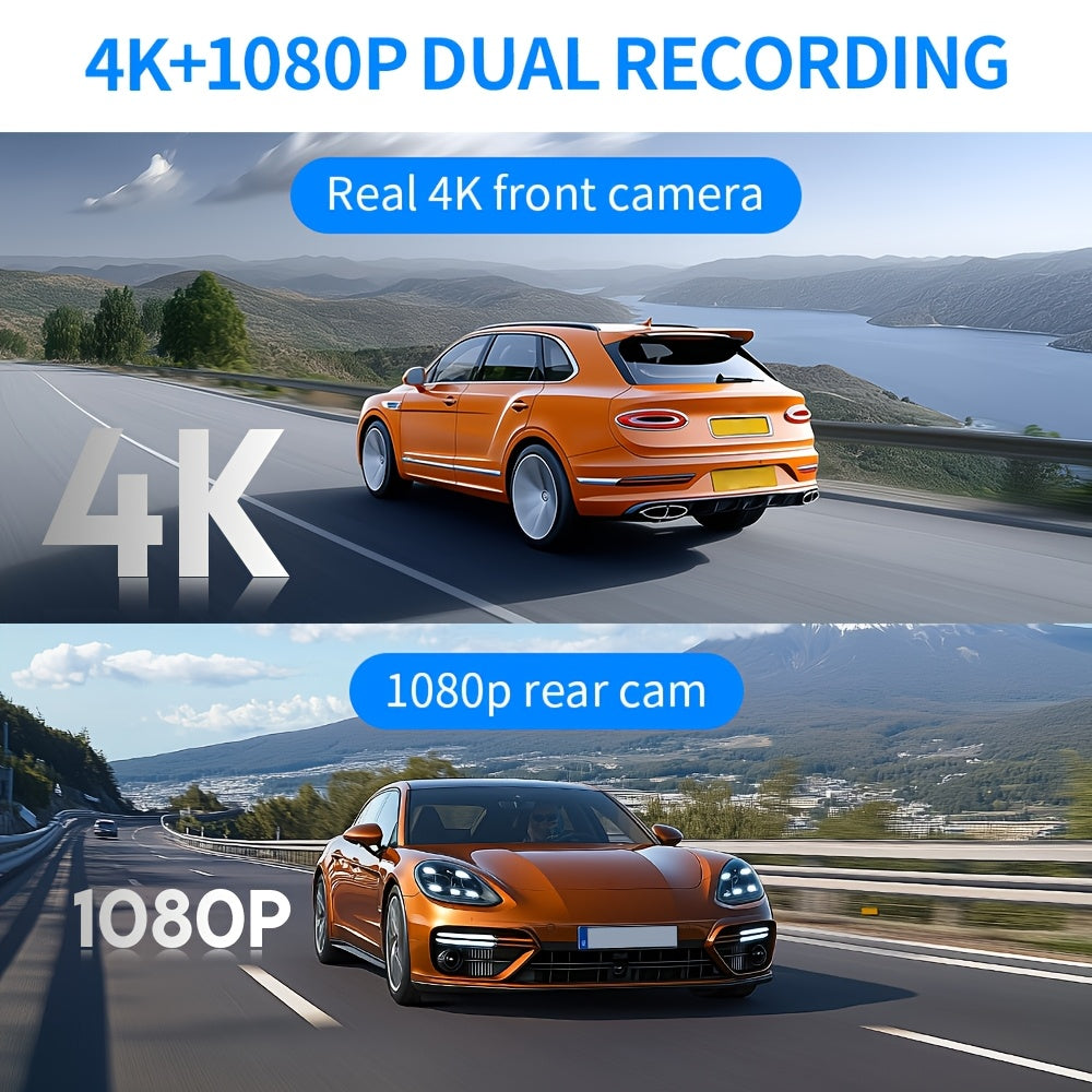 Dashcam – Auto Camera – Dual Recorder – Voorkant Achterkant – Wifi GPS – 4K Ultra HD Resolutie – Nachtzicht Met 8,03 cm IPS-Scherm