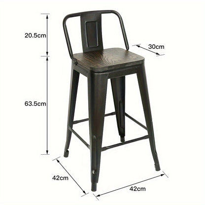 Barkrukken – Barkruk – Barstoelen – Krukken – Hoge Stoelen – Set Van 8 Industriële Barkrukken Met Houten Zitting En Rugleuning – Stevig Metalen Frame – Verwijderbare Zitvlak En Rugleuning