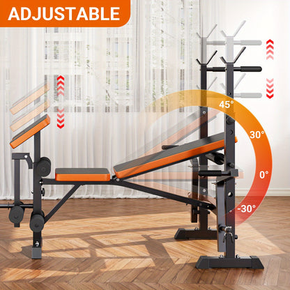 Bankdrukbank – Halterbank – Fitnessbank – Trainingsbank – Bench Press – Verstelbaar – Multifunctioneel Met Squat Rack & Leg Extension – Max. Belastbaar 150 kg