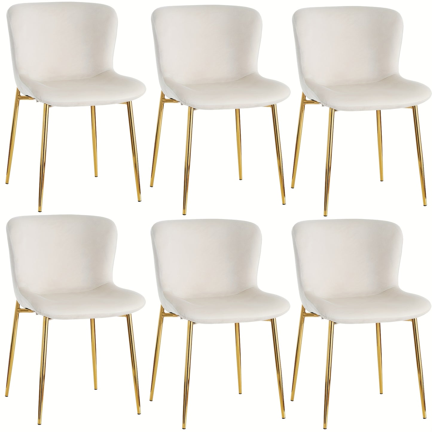 Eetkamerstoel – Stoel – Zitelement – Fauteuil – Luxe stoel – 6-delige Set Beige – Metalen Frame – Comfortabele Ergonomische Zit