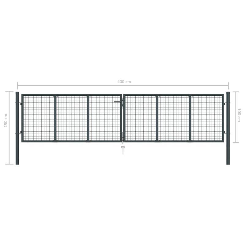 Gashek – Tuinhek – Schutting – Afsluiting – Veiligheidshek – Gegalvaniseerd Staal – 400x150 cm Antraciet