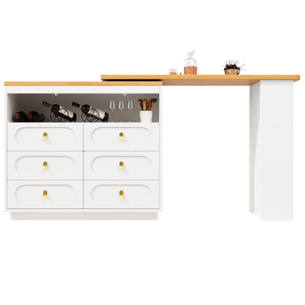 Uitklaptafel – Klaptafel – Vouwtafel – Bartafel – Campingtafel – Uitschuifbaar 138-203 cm – 360° Draaibare Voet – Opbergplank – Wit Metaal